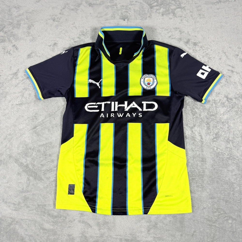 Puma Manchester City Kids 11-12Y Away Jersey 2022-23 Neon Black 767035-01